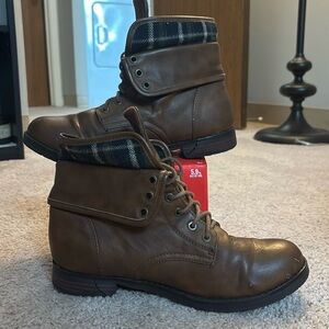 Torrid Chestnut Faux Suede Foldover Sweater Combat Boot